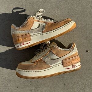 Nike Air Force 1 Sneakers in Tan and Cream